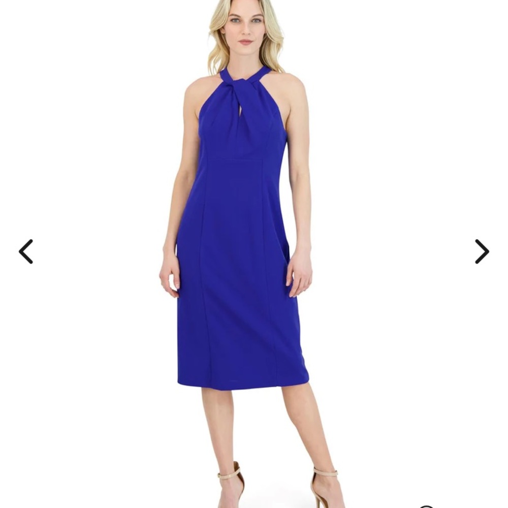 Julia Jordan sleeveless twist neck sheath dress in cobalt blue  size 14.